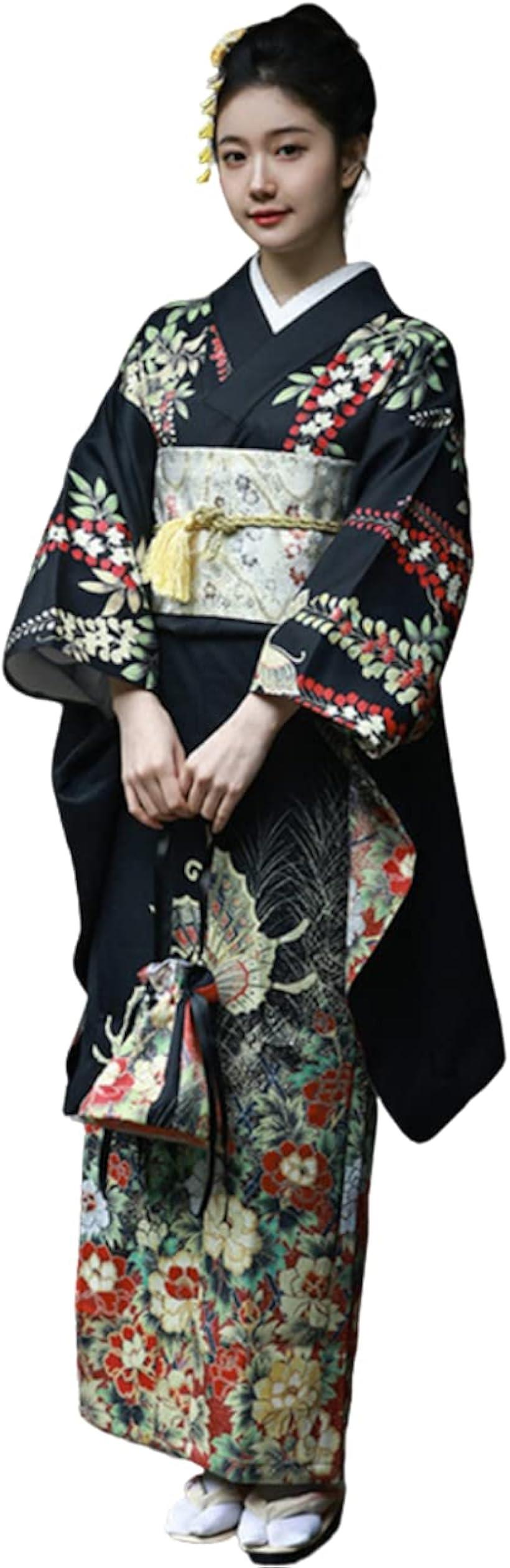 お着物 裄長】訪問着 袷 しだれ桜に扇 観世水文織出し 絞り 金彩 刺繍