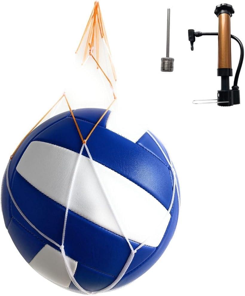 バレー ボール 5号 練習 球 初心者 レクリエーション 向き 部活 エア ポンプ ネット 付 (ブルー&ホワイト)