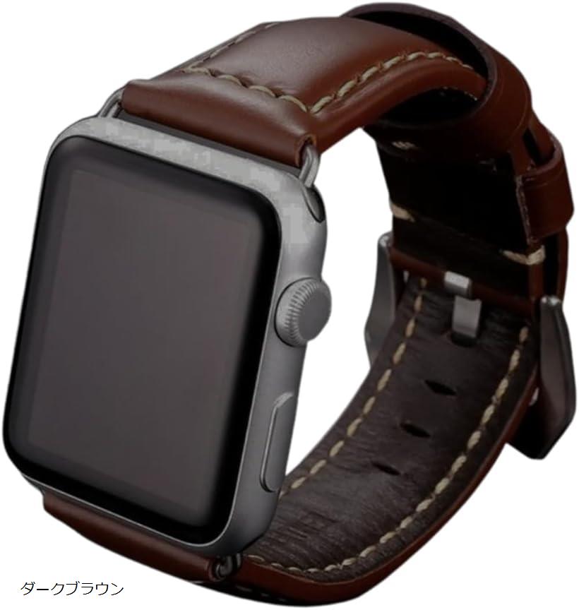 Apple Watch Apple Watch Band Genuine Leather 24mm Wide 6.3mm Thick Leather Band Replacement Strap Compatible with Series10/9/8/7/6/5/4/3/2/1/Ultra/SE (Dark Brown, Medium)