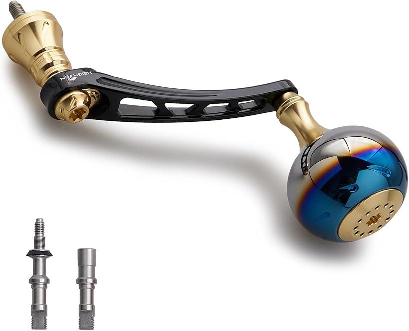 65-70mm可変 リール ハンドル 38mm ノブ搭載 シマノ Shimano ダイワ Daiwa 通用 スピニングリール Aurora Series (ブラック＆ゴールド)｜OHstore