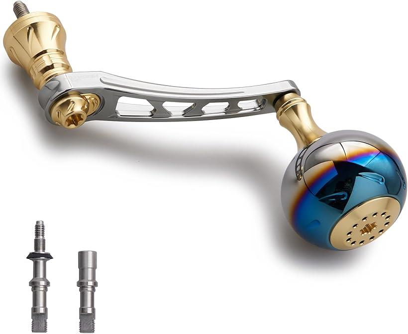 65-70mm可変 リール ハンドル 38mm ノブ搭載 シマノ Shimano ダイワ Daiwa 通用 スピニングリール Aurora Series (ガンメタル＆ゴールド)