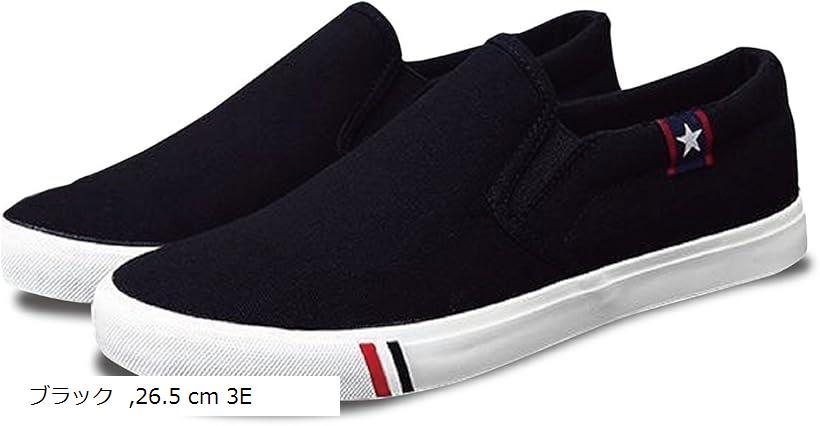 カエナリエ メンズ レディース スリッポン デッキシューズ 黒 白 キャンバス カジュアル スニーカー 男女 43 26 5 ブラック Cm 3e アウトレット