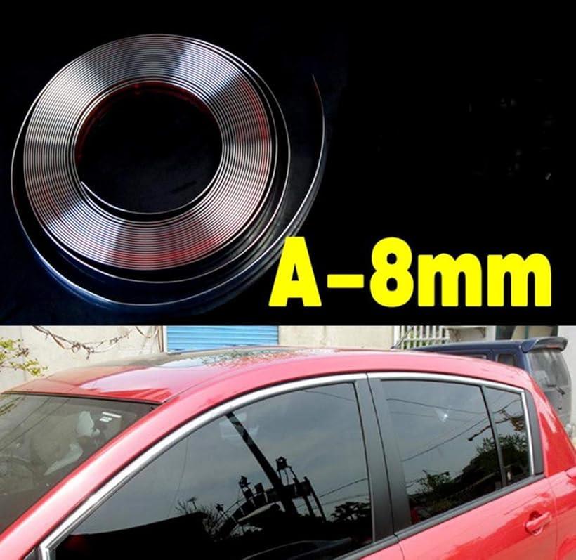ワズチヨ メッキモール 車 幅 シルバー サイドモール ドアエッジ フィルム 内装 ドレスアップ 両面テープ 長さ 15m 8mm シルバー Letempslev K7a Com