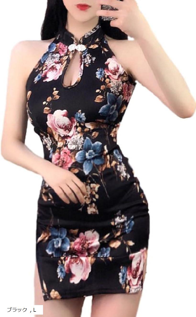 楽天市場 セクシー 花柄 タイト ミニ ワンピース キャバ ドレス ボディコン チャイナドレス パーティー 胸 あき ブラック L ブラック L Ohstore
