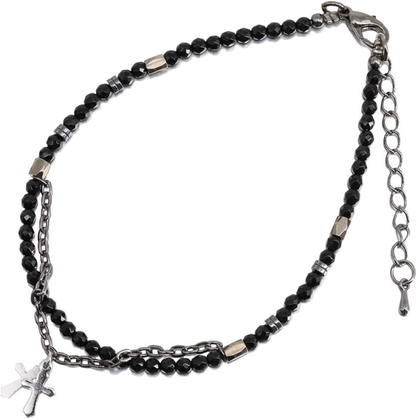 Orris アンクレット ブラック 人気 オニキス シルバー ステンレス