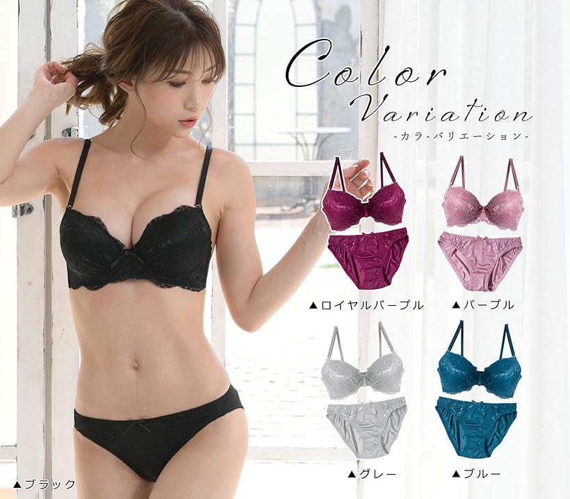 レディース ブラ ブラジャー ショーツ 上下 セット 下着 女性 レース シンデレラバスト 可愛い下着セット プリンセスサイズ 女性用下着セット セクシーじゃない 女性かわいい下着 女性下着シンプル 大人ランジェリー ブラック 5 Ohstore