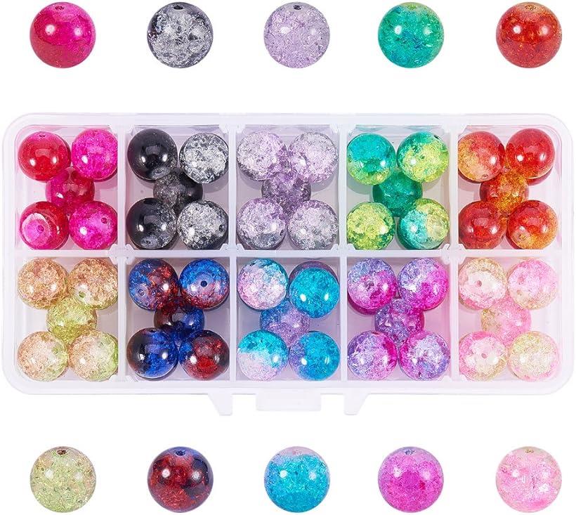 楽天市場】約90個/箱 直径12mm ガラスビーズ 10色セット クラック 