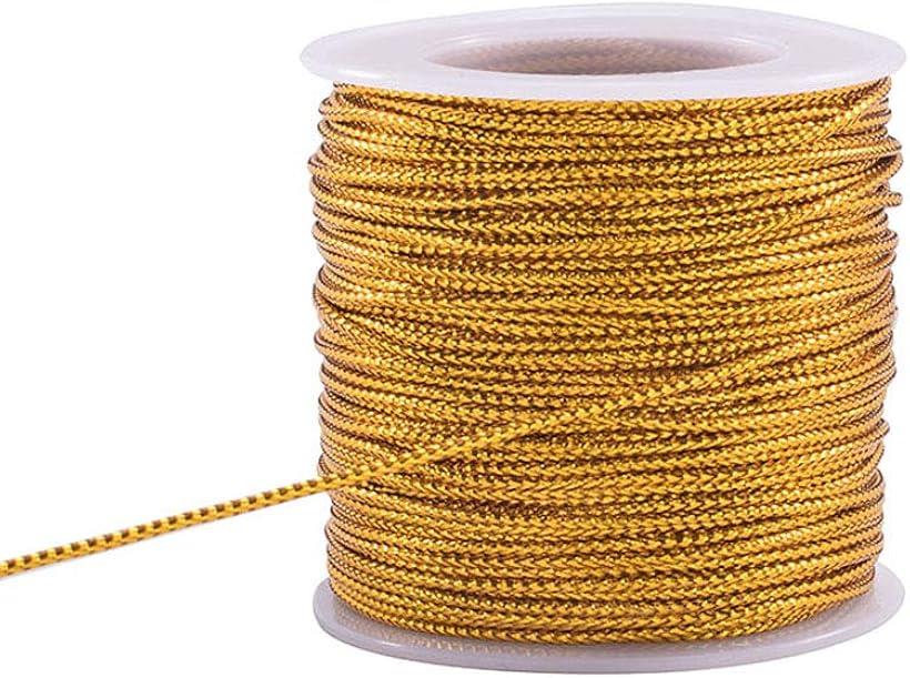 約50m 巻 直経約2mm 2巻きセットメタリックコード メタリック線 細い紐 糸 アクセサリー用紐 糸通しコード ジュェリー用 手作り素材 ゴールド(ゴールド 2mm)