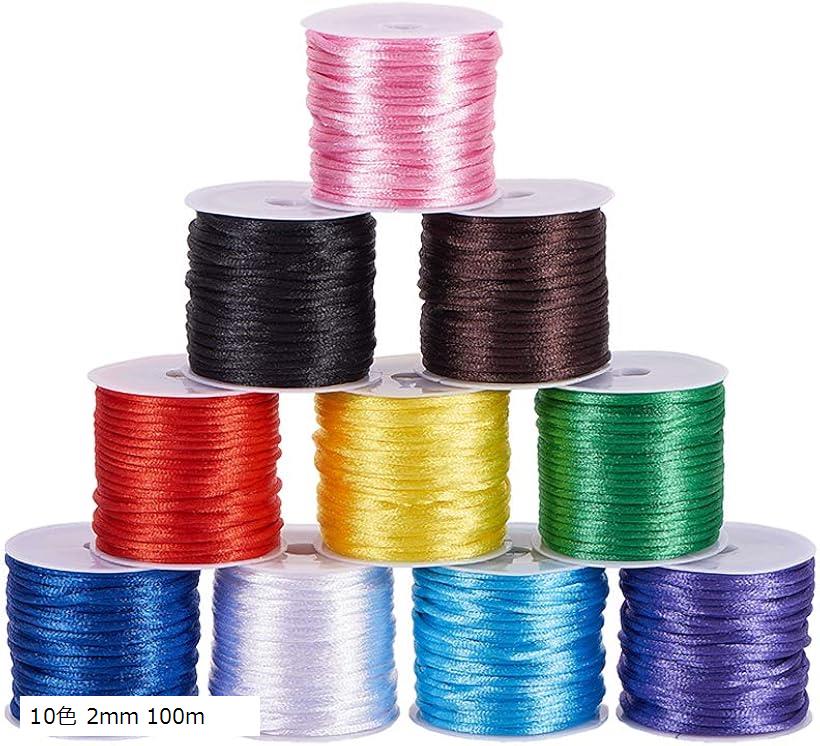 楽天市場】サテンコード 細い紐 100m 10色 2mm 手編み紐 ラテイル