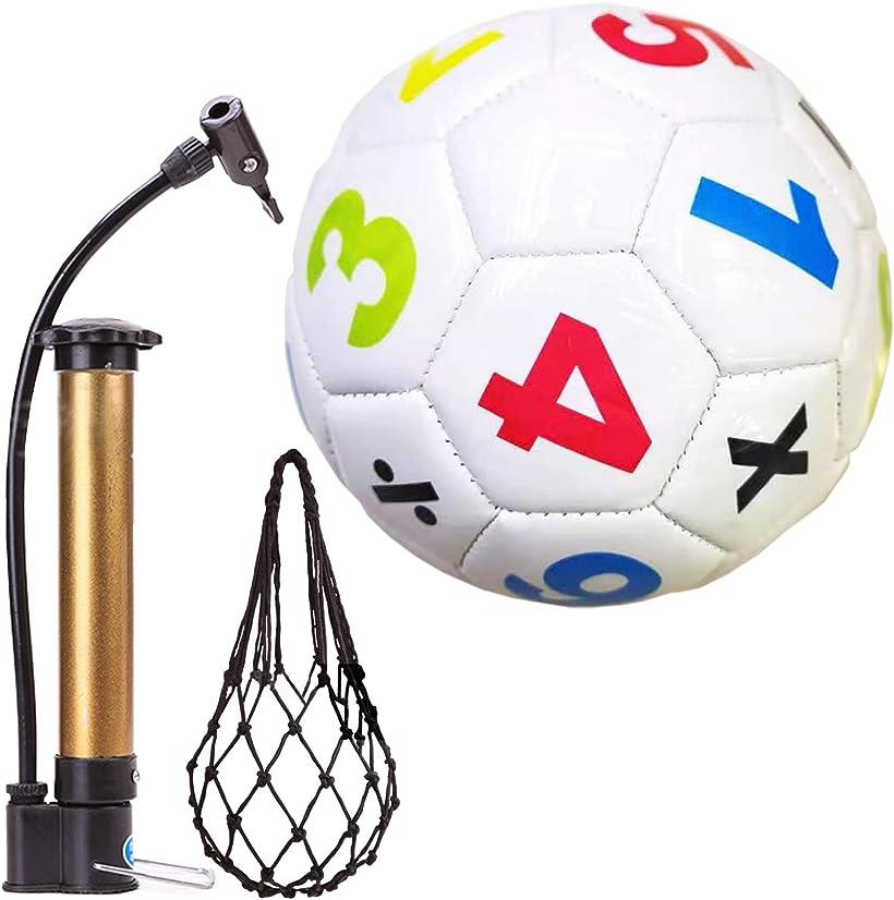 サッカーボール 数字 2号球 算数 小学生 練習球 ボールネット 空気入れ ホワイト 最新のデザイン