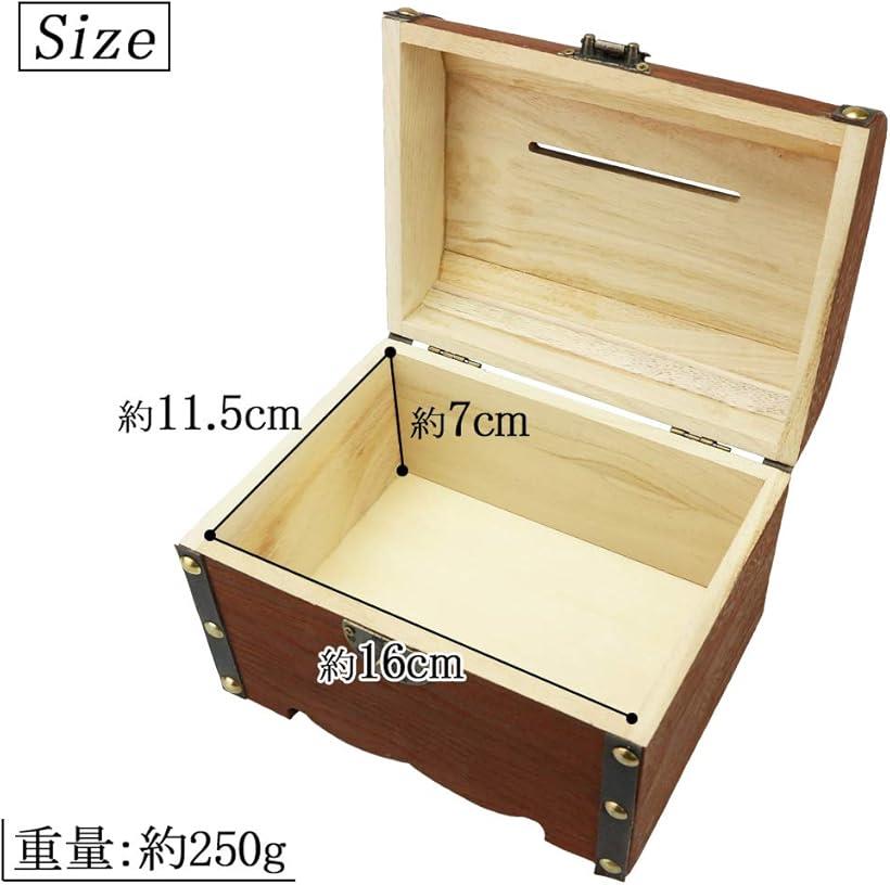 楽天市場 アンティーク 宝箱 鍵付き 貯金箱 レトロデザイン 南京錠 小物入れ 木製 インテリア おしゃれ 収納 飾り付け ブラウン Ohstore