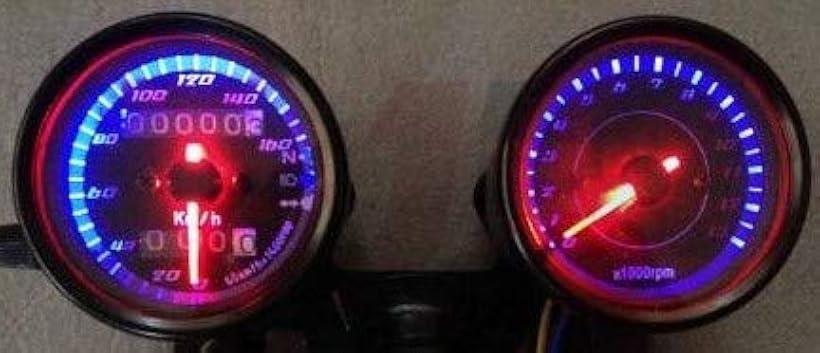 12V 電気式タコメーター 機械式 ブラック 黒 ステー付 スピード