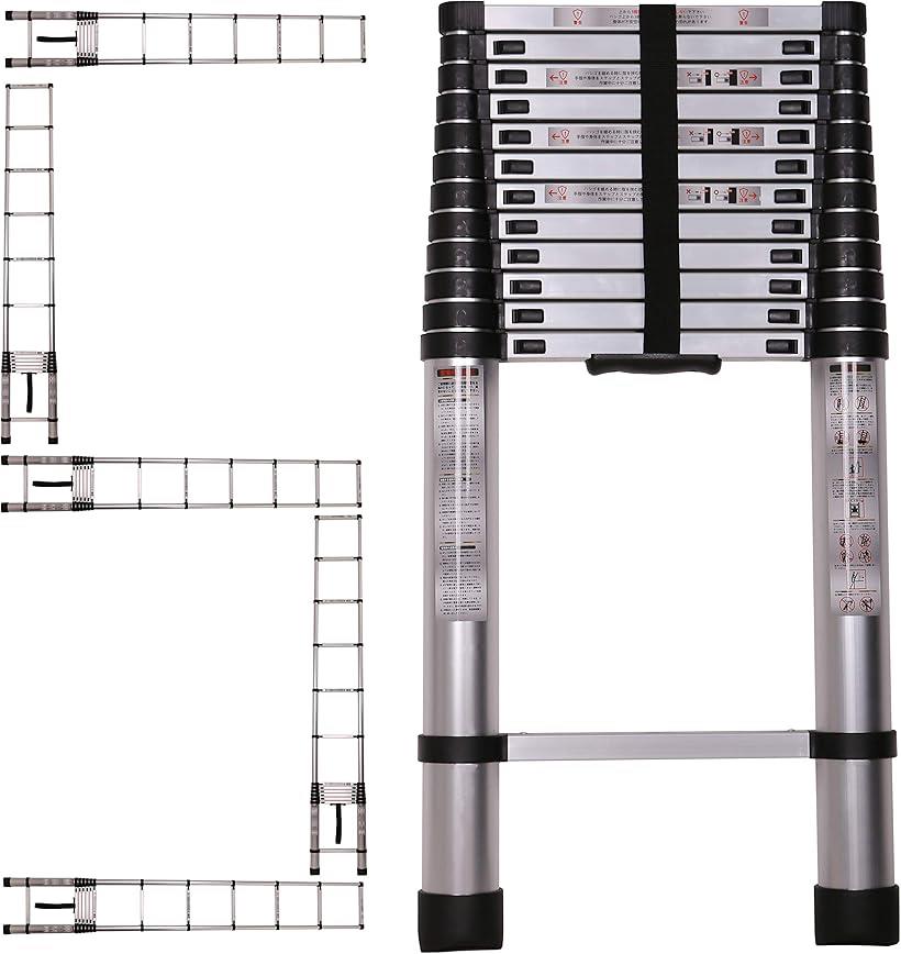 最高の 伸縮はしご 持ち運びやすい アルミ 折りたたみ 軽量 多機能 梯子 室内室外両用 軍手付き 5m 魅了 Sicemingenieros Com
