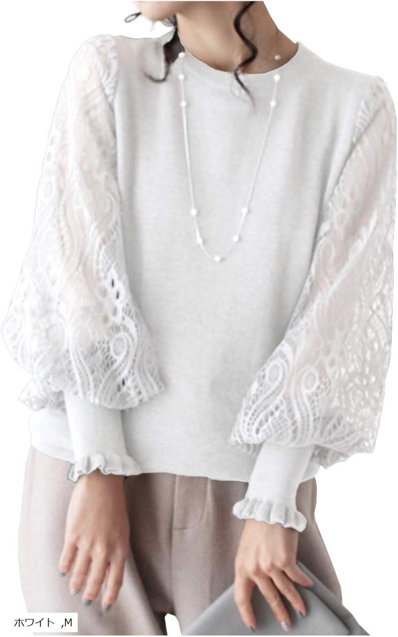 楽天市場】ワンアンブ レース パフスリーブ ニット ブラウス セーター