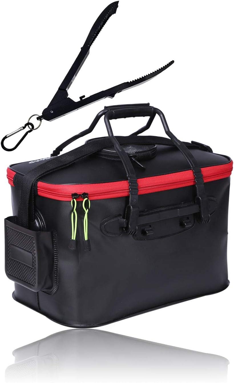 楽天市場 釣り バケツ バッカン 折りたたみ ふた付き フィッシュグリップセット ブラック Reapri