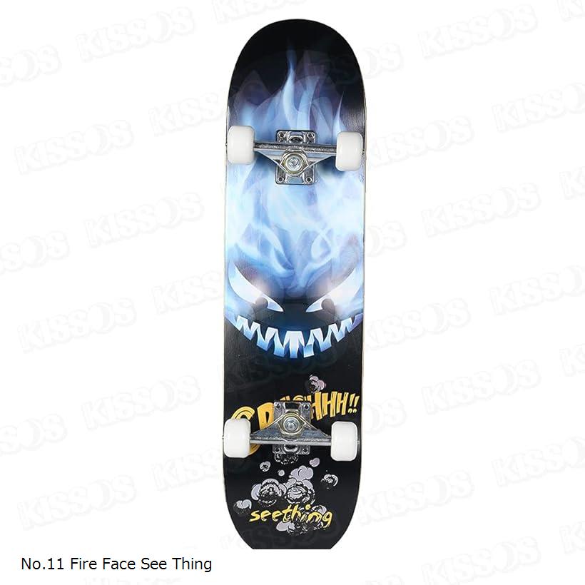 スケボー コンプリート スケートボード デッキ ベアリング ウィール 大人 子供 初心者 高耐久 11 Fire Face See Thing(11 Fire Face See Th)