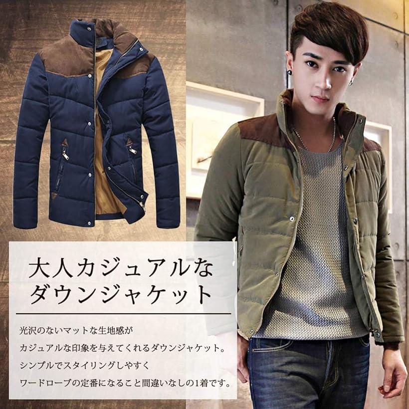 楽天市場 メリュエル カジュアルダウンジャケット アウター 防寒 韓国ファッション メンズ M ネイビー M Ohstore