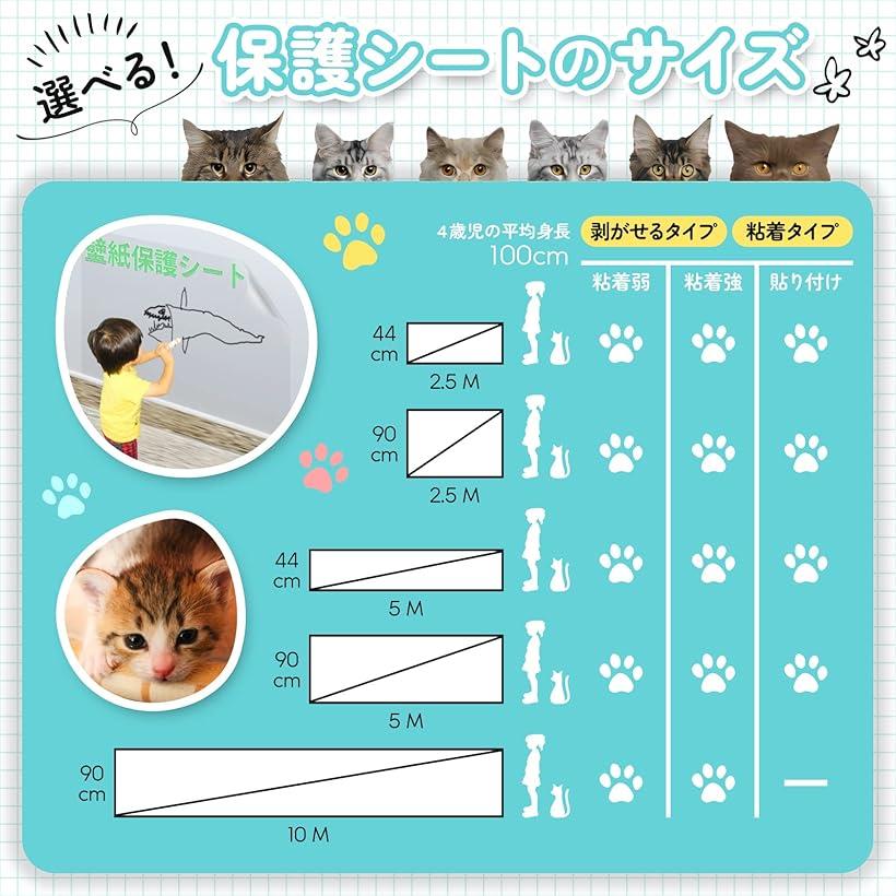 壁紙保護シート 90cmx10m はがせる粘着タイプ 標準 半透明 壁の傷 汚れ 猫ひっかき防止 90cmx10m Umu Ac Ug