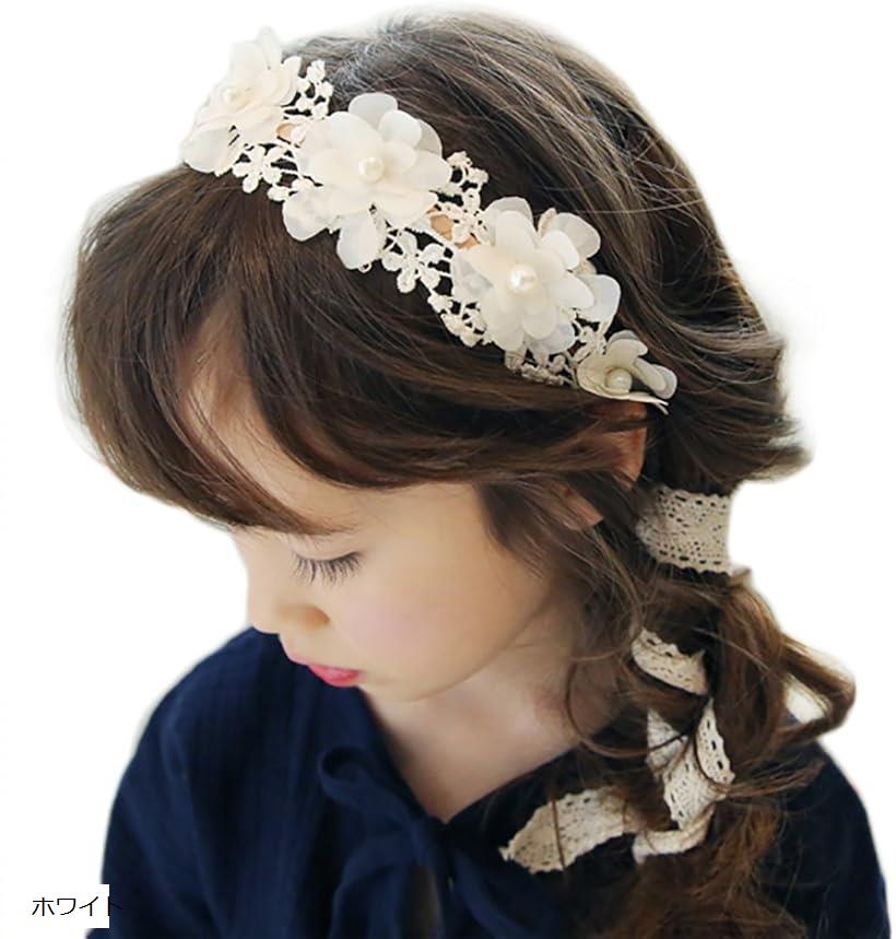 今季も再入荷 BIANHUAN ベビー ヘアバンド カチューシャ こども お花 子供 ヘアアクセサリー リボン ホワイト