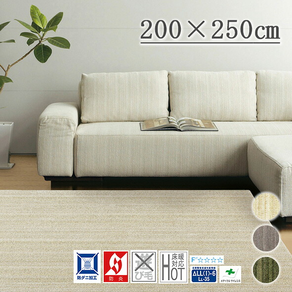 カーペットラグ 【200×250糎】 さらさら ふわふわ 長続き （リュストル）-3色取りひろげる ー OHTA SHOP ー オオタショップ