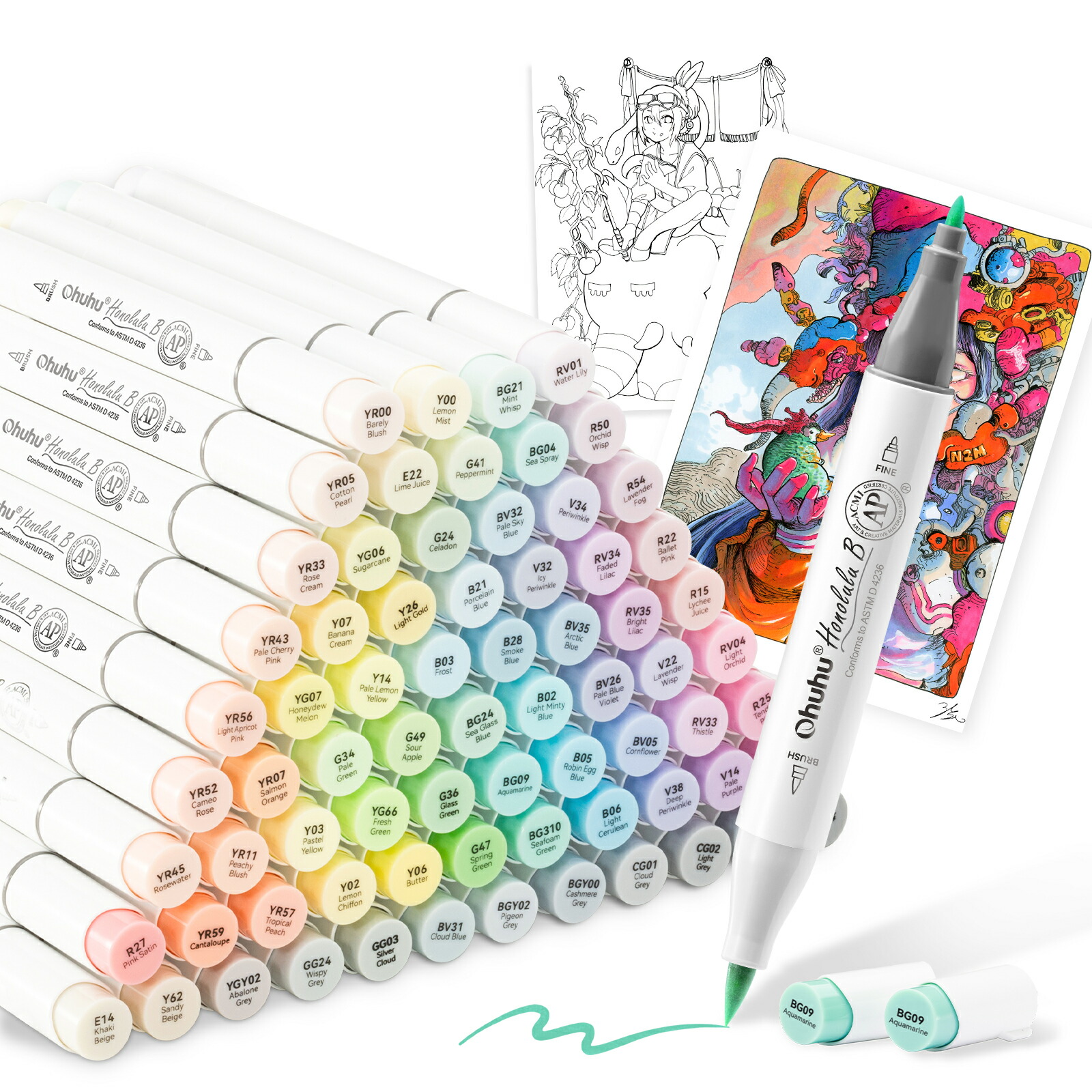 楽天市場】Ohuhu マーカーペン 筆タイプ 320色 プロ愛用 イラスト