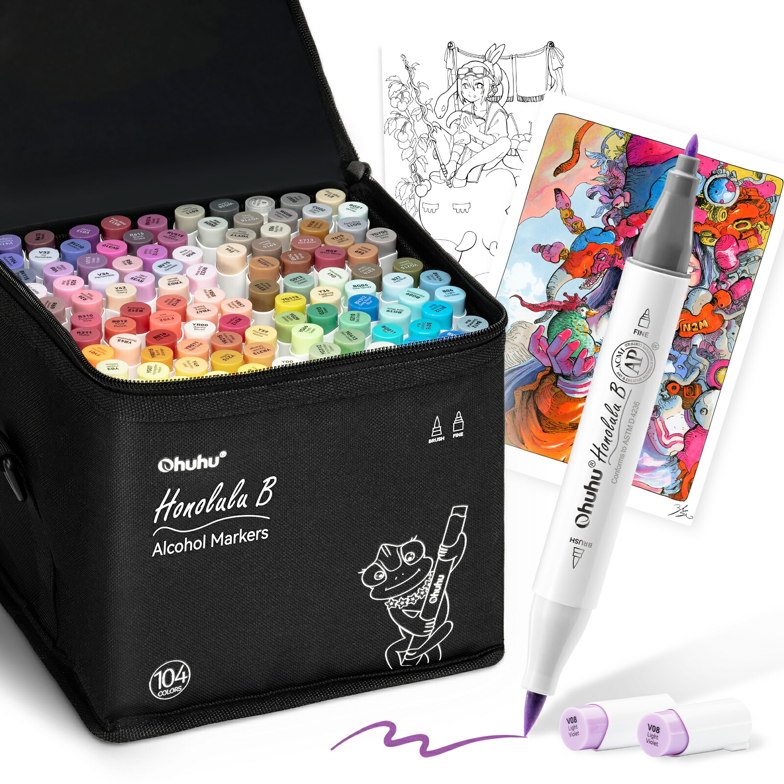 楽天市場】Ohuhu マーカーペン 筆タイプ 96薄色 プロ愛用 パステル