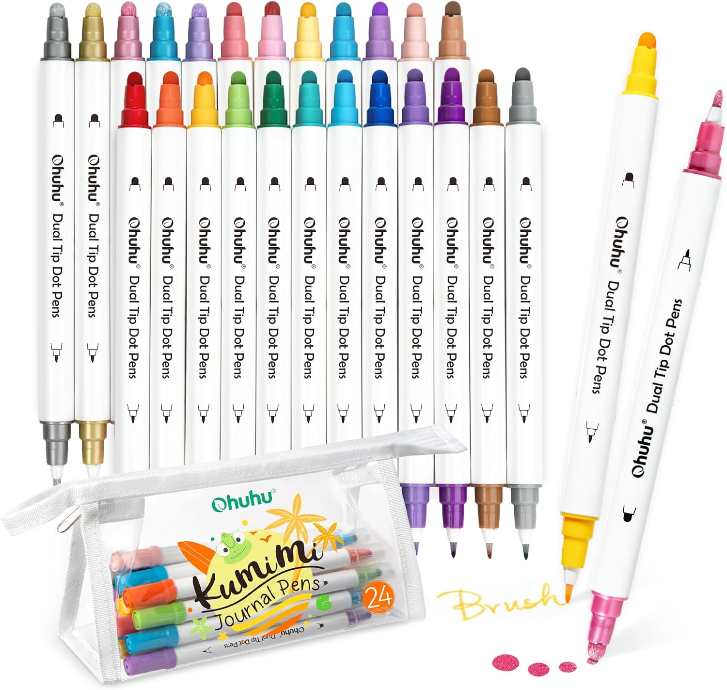 楽天市場】Ohuhuドットペン24色 筆・細字・ドット 3種類のペン先