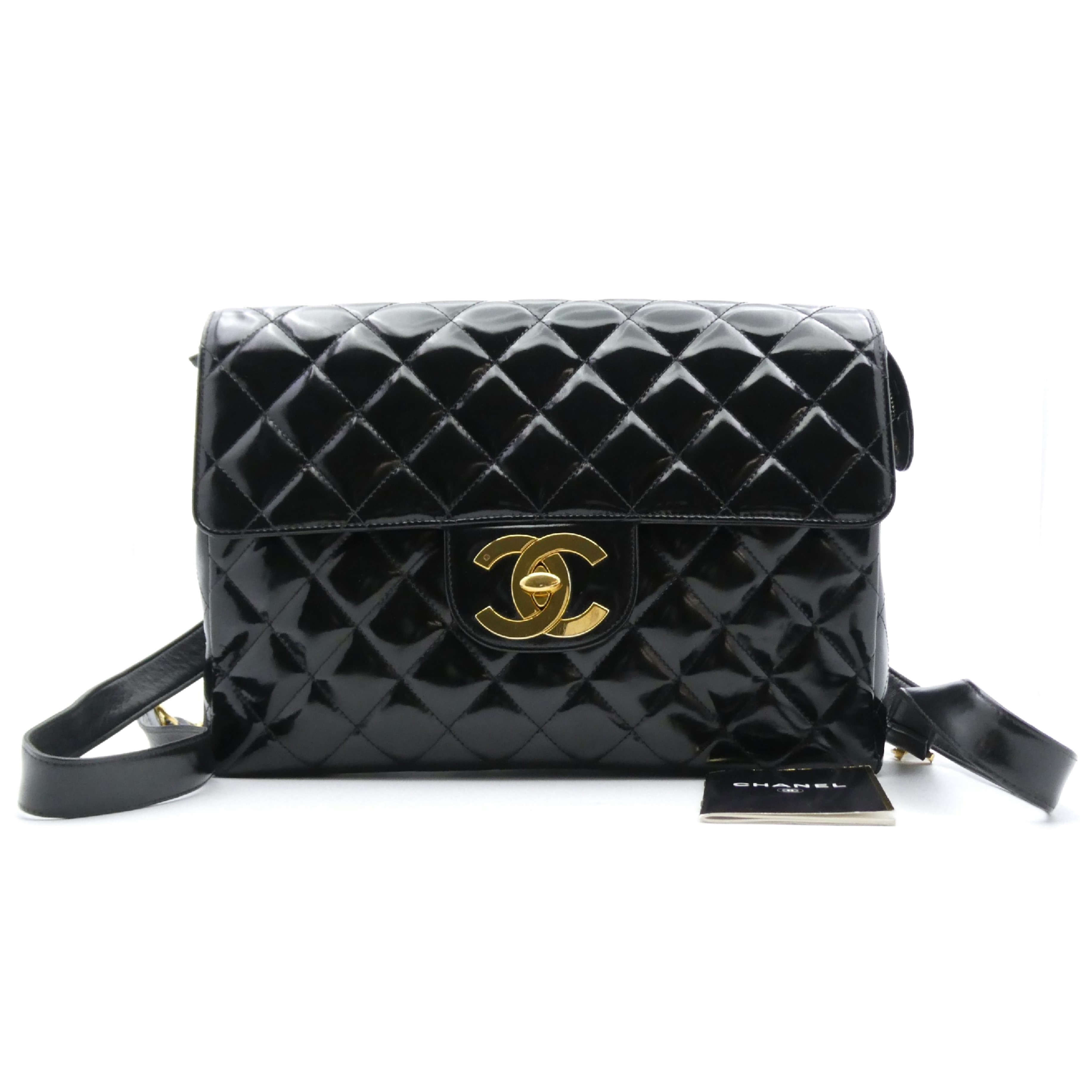 【中古】CHANEL シャネル デカマトラッセ エナメル ココマーク 折りかえし鍵を掛ける チェーン店 背嚢 御徒面子