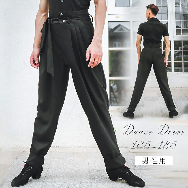 【美品 社交ダンス衣装】ブラック gentil スラックス パンツ ズボン 黒 mason_limg.jpg