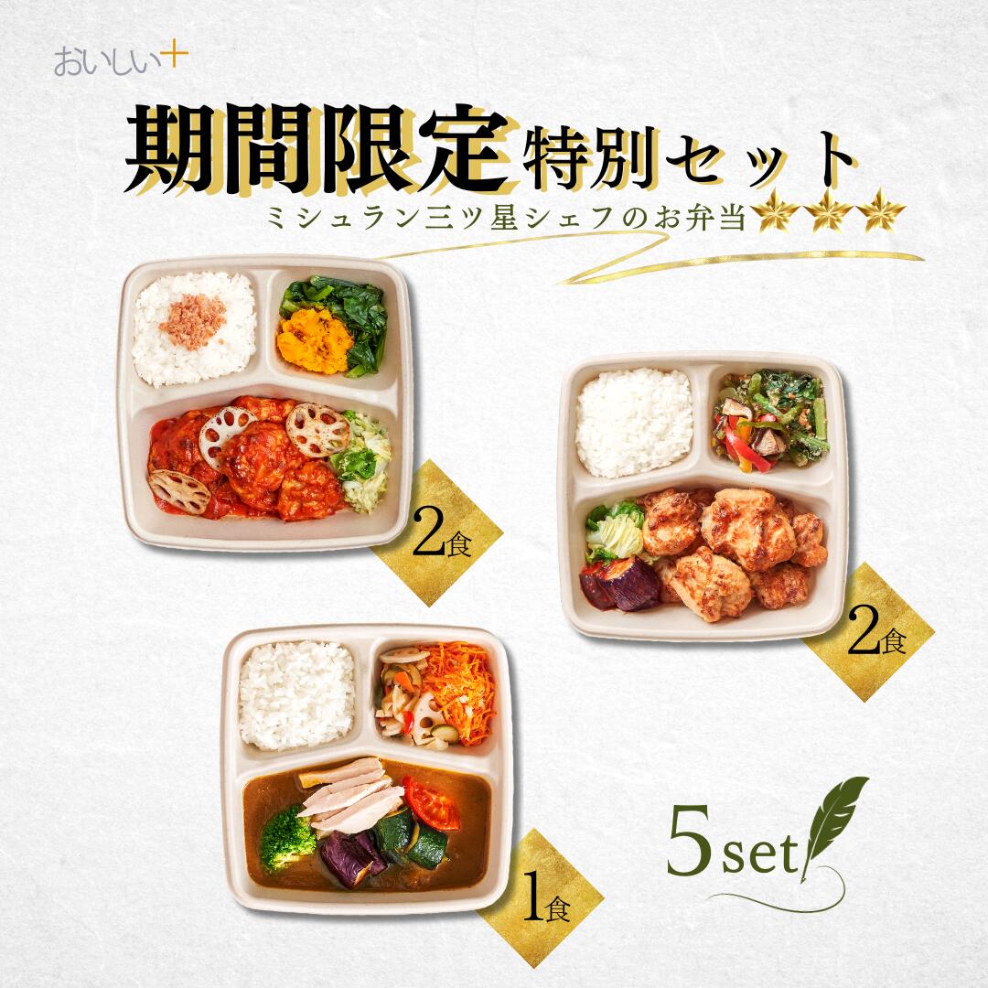 冷凍弁当【ミシュラン三ツ星シェフのお楽しみ５食セット】無添加 高タンパク 冷凍食品 ダイエット弁当 減塩 お弁当 タンパク質 おいしいプラス 冷凍 おかず お惣菜 宅配 弁当 保存食 低糖質 ヘルシー 時短 簡単 高齢者 ご飯付き お試し 栄養 制限 ギフト えさきのおべんとう