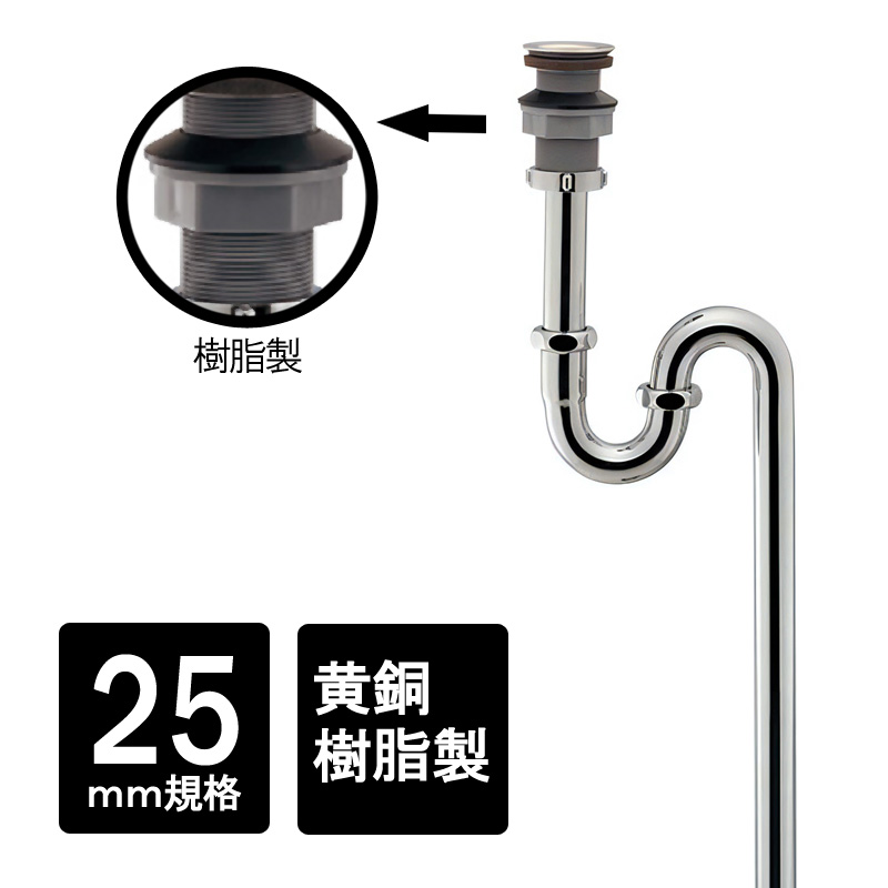 排水金具 丸鉢つきSトラップ25 （クロム） 床排水 樹脂 真鍮 25ミリ規格 手洗い器用 排水栓セット 排水管 排水口 排水栓 目皿 手洗器 手洗い鉢 洗面用設備 6,564円