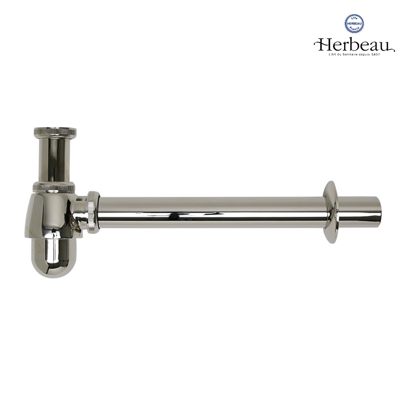 【Herbeau／エルボ】3087.56 ボトルトラップ（ブライトニッケル）ボトルトラップ排水金具（壁排水用排水トラップ管）おしゃれ 蛇口 キッチン 洗面所
