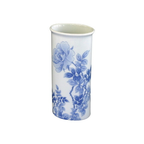 【有田焼】伊万里焼 染付薔薇絵 染付薔薇絵 花瓶 ART6-GD007 磁器製 洗面所 キッチン 玄関 インテリア 花生け フラワーベース