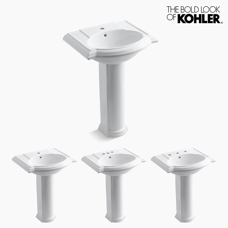 【訳有新品】 ペデスタルシンク 花柄デカールタイプ 脚付き洗面化粧台　陶器製洗面台　蛇口・排水口付属（サービス）手洗い ペデスタルシンク 洗面台 排水栓 セット 陶器 おしゃれ 花柄 W480