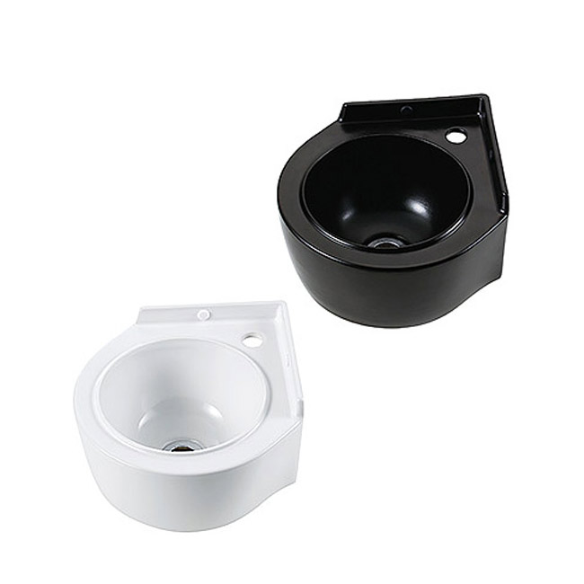 手洗い器 コーナー 壁付け スミマル 手洗器 期間限定特価 オンリーワンクラブ 陶器製 おしゃれ コンパクト リアリーホワイト IB4-E323040 グラファイト IB4-E323046｜おしゃれ住設空間LABO
