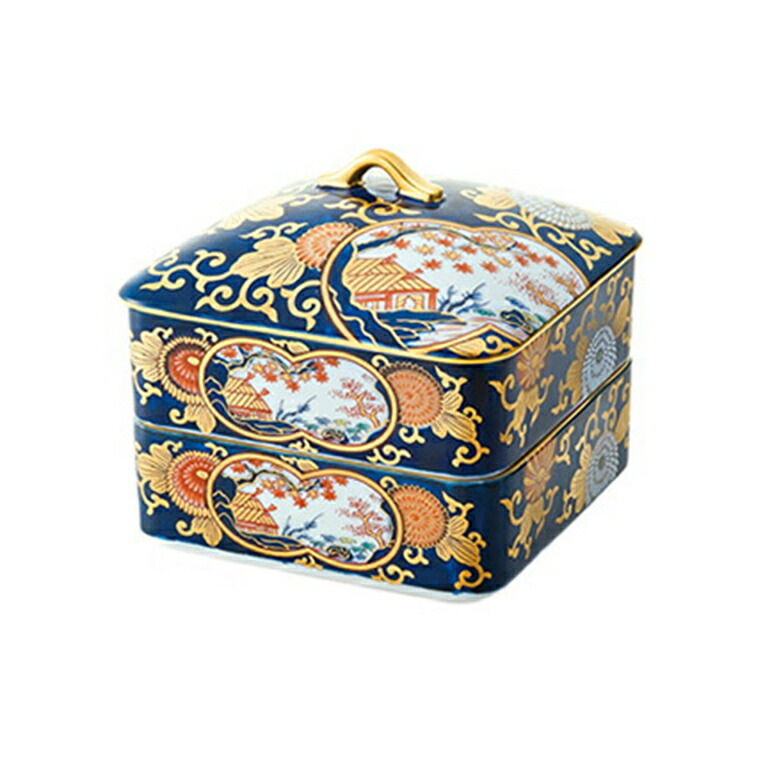 琳派 古伊万里様式　二段重 ＜和食器 / 重箱 / 磁器 / 蓋物 / 迎春 / おもてなし / 正月 / モダン / おせち＞