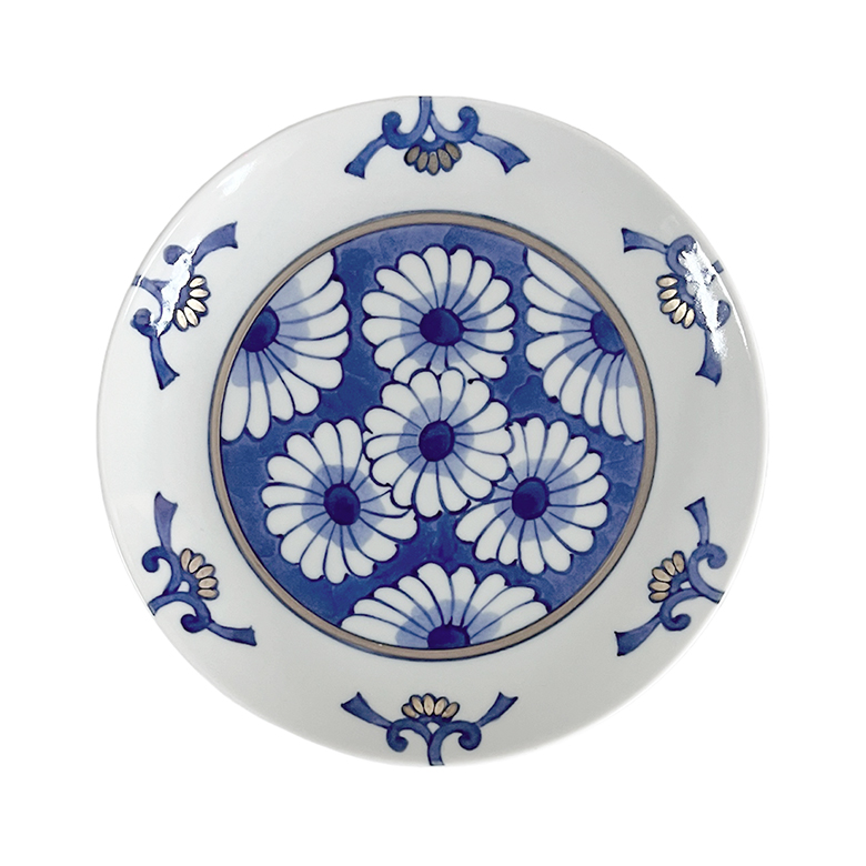 楽天市場】古染銀花プレート185（18.5cm）【波佐見焼き】藍古