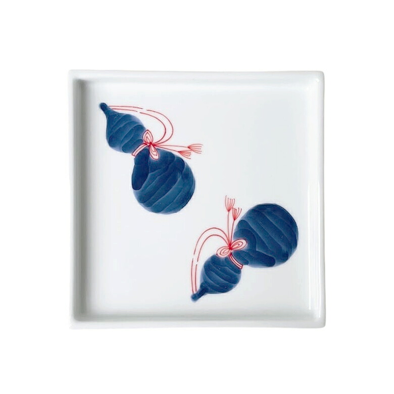 希少【1点物】和食器▷正方形深皿 フタ付 重箱一段 A ▶ほか 楽天市場】染付ひさご絵 角二段重 ＜和食器 / 重箱 / 磁器 / 蓋物