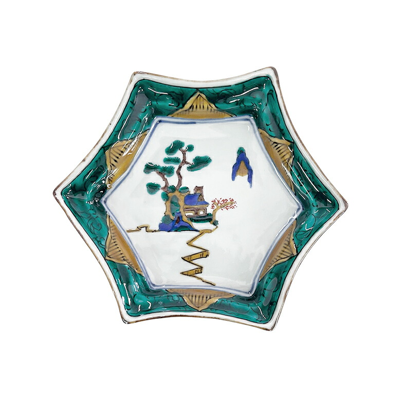 九谷焼 越田基一 正月皿 祝い皿 唐人物 図飾 皿 共箱 / 飾り皿 九谷焼 越田基一 正月皿 祝い皿 唐人物 図飾 皿 共箱 / 飾り