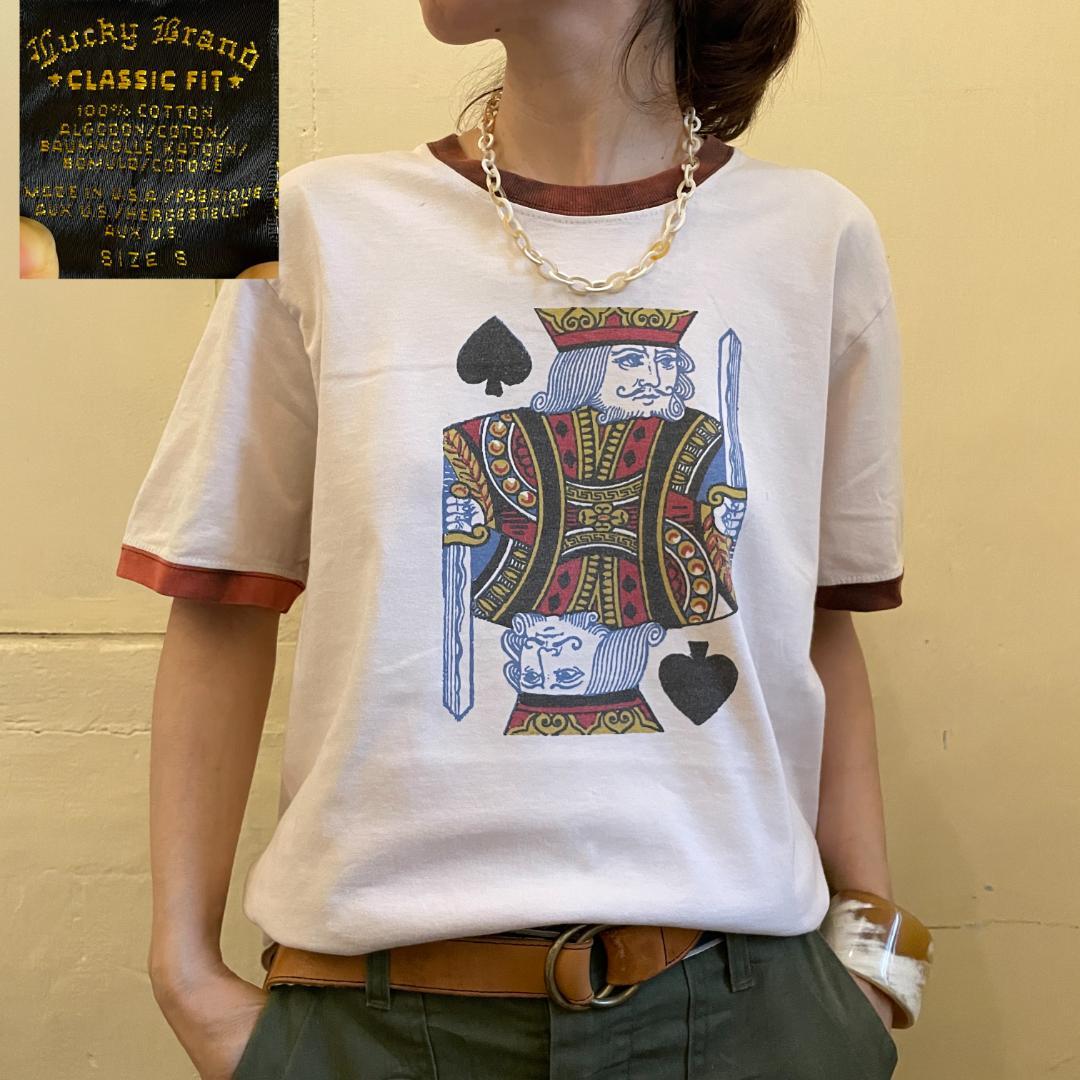 【1561】Tシャツ トランプ キング K リンガーT リンガー 90s