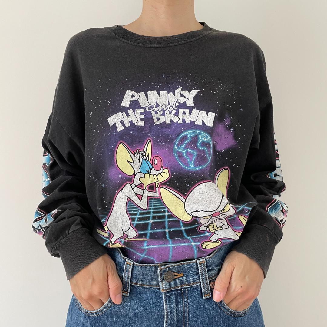 GF517 Tシャツ 90s アニメ ロンT 長袖 ピンキー＆ブレイン テレビ