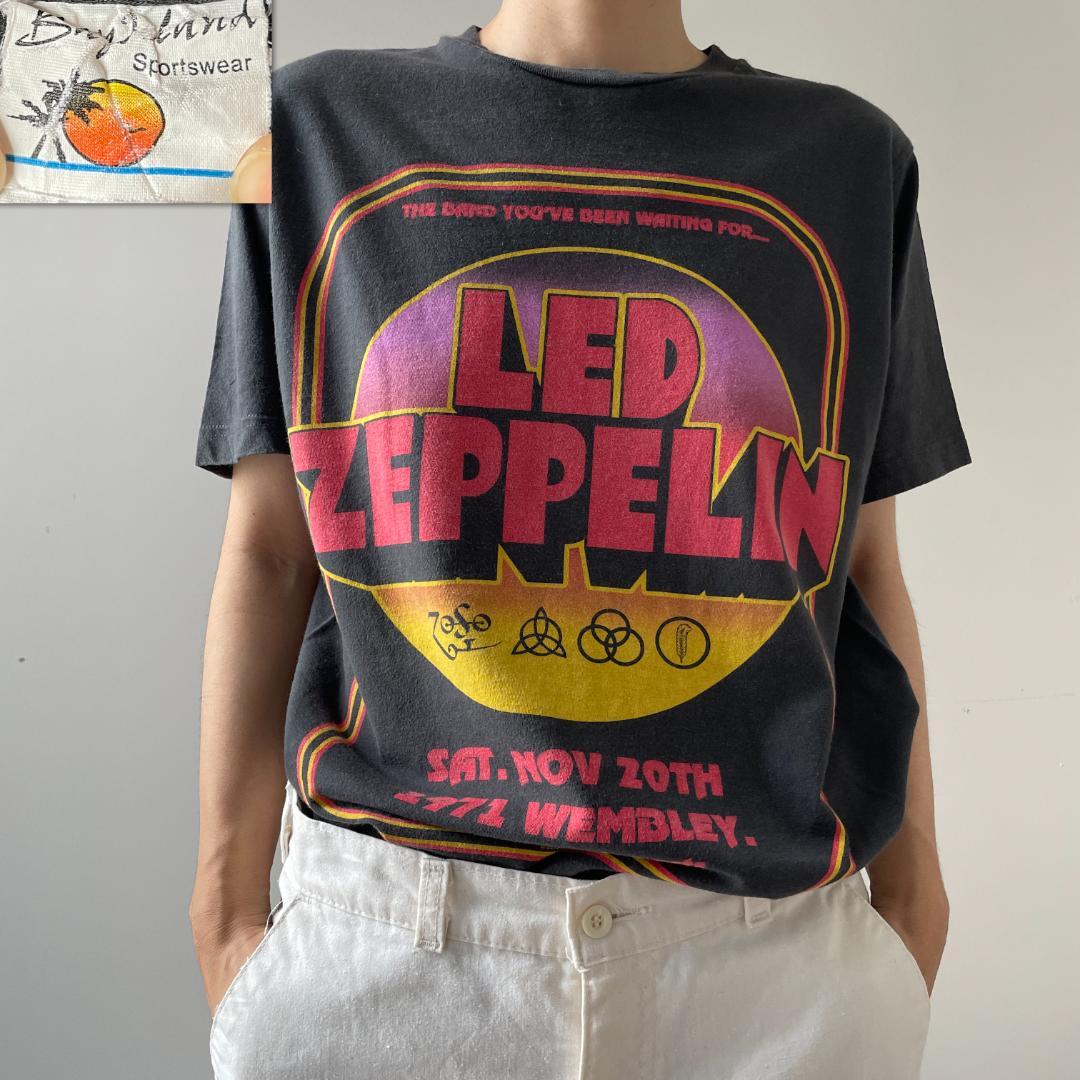 GF619 2010s 古着 Tシャツ レッドツェッペリン バンドT 黒フェード|福井産米と雑貨 おじま商店