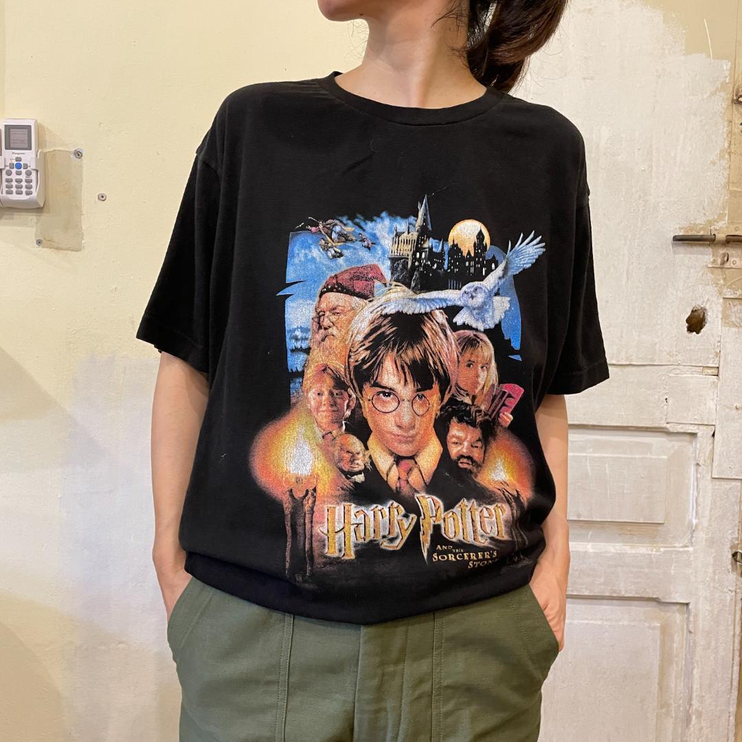ハリー・ポッター オーバーサイズTシャツ 黒 映画T ムービー ハリー・ポッター Tシャツ S 実寸はXLくらい 黒 映画T 公式