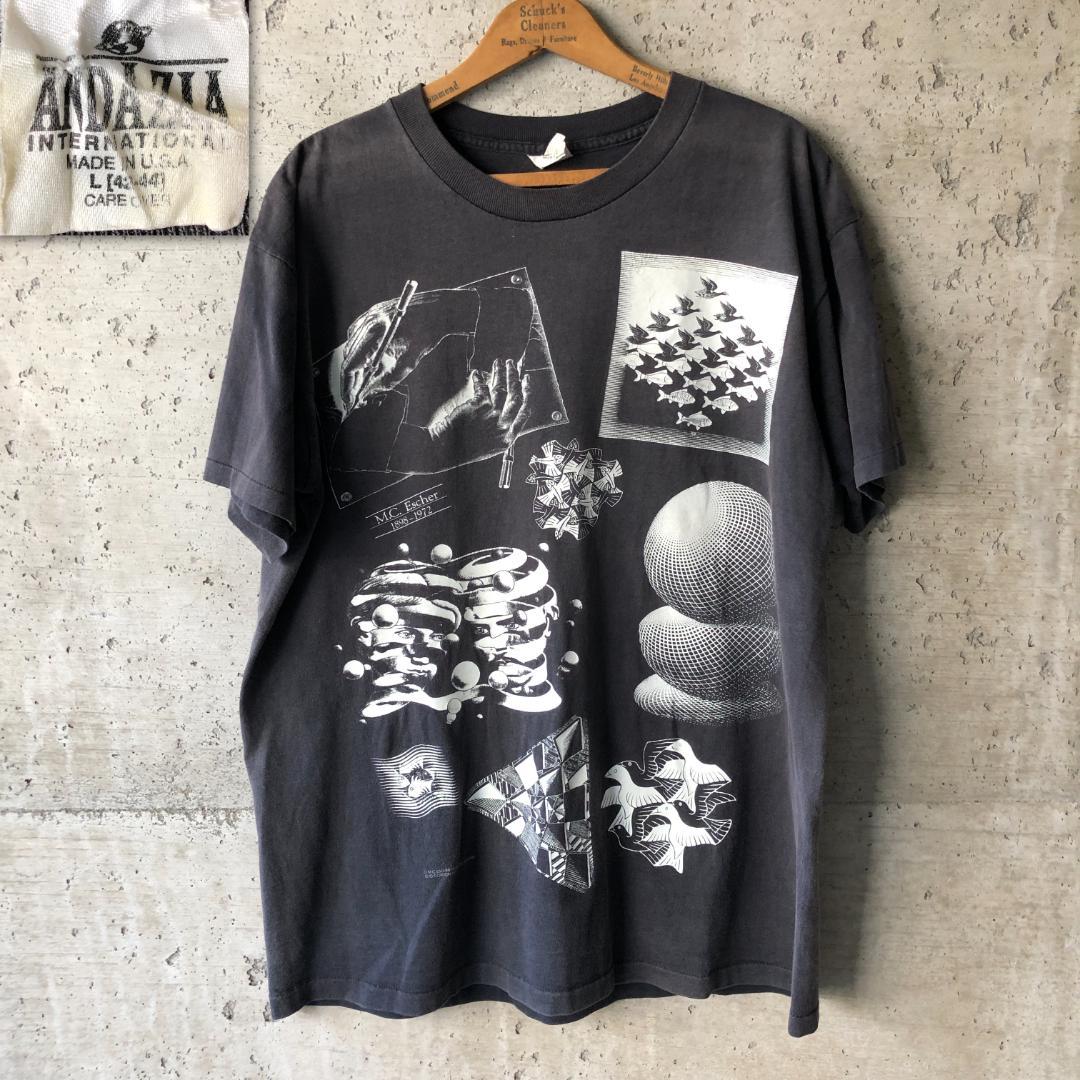 楽天市場】XZ480 90s Tシャツ マルチプリント エッシャー アート