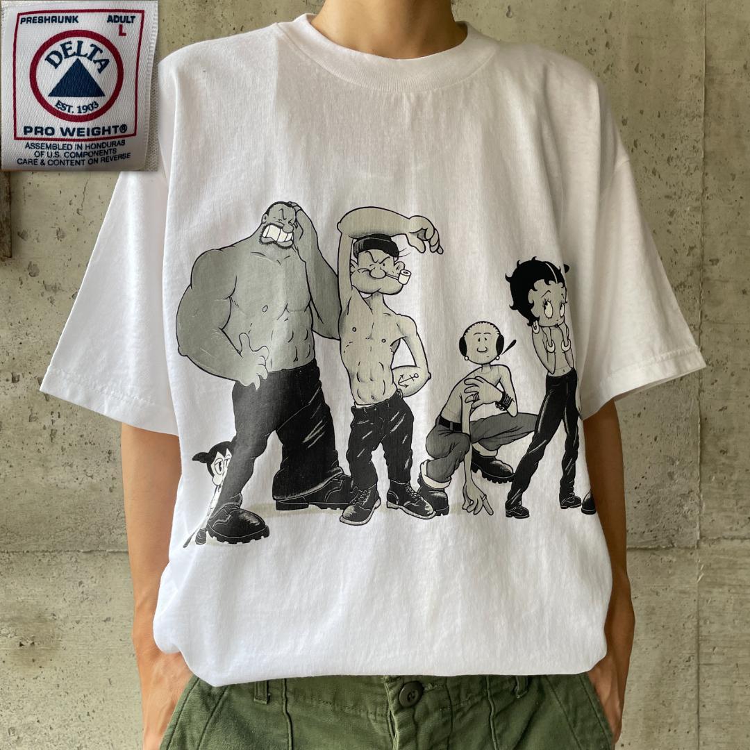 XZ356 Tシャツ 90s ポパイ ベティ カルバンクライン パロディ 古着