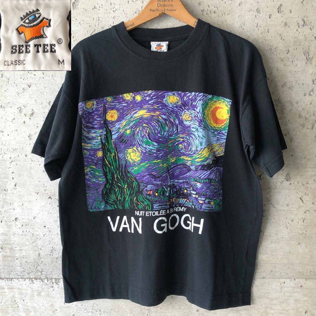 XZ415 00s ゴッホ アート Tシャツ 星月夜 ブラック ビンテージ XL｜福井産米と雑貨 おじま商店