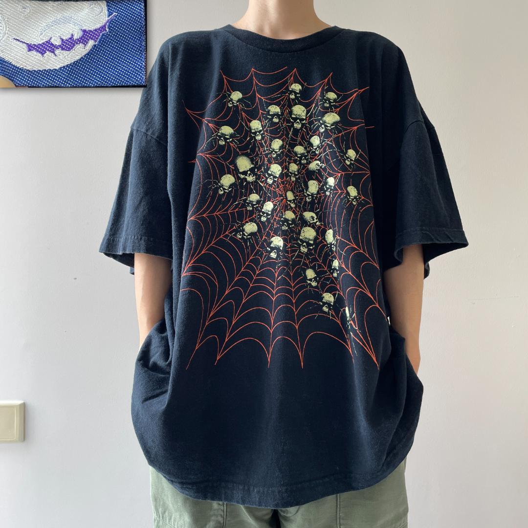 GG186 00s ティーシャツ スパイダーウェブ スカル 細蟹の巣 2XL メンズファッション-ズボン・パンツ