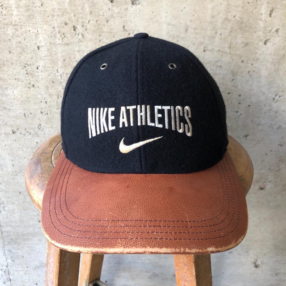 GG332 NIKE ナイキ 銀曳き船 ビンテージレザーキャップ フェルト 90s