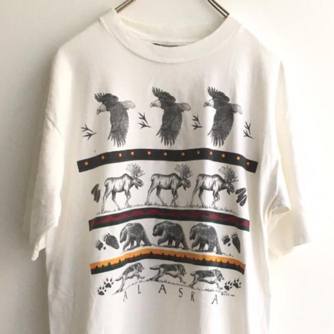 【52】オニータ Tシャツ ビンテージ USA 80s 90s アラスカ 動物T USA 80-90s｜福井産米と雑貨 おじま商店