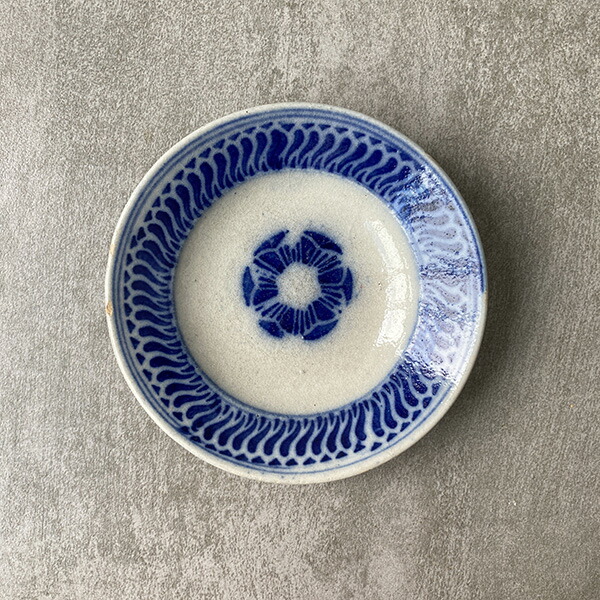 ソンベ焼き　大皿　 3枚セット　割引 砥部焼 梅山窯 6寸反り丼（内外唐草）【和食器通販e-tobeyaki.com】